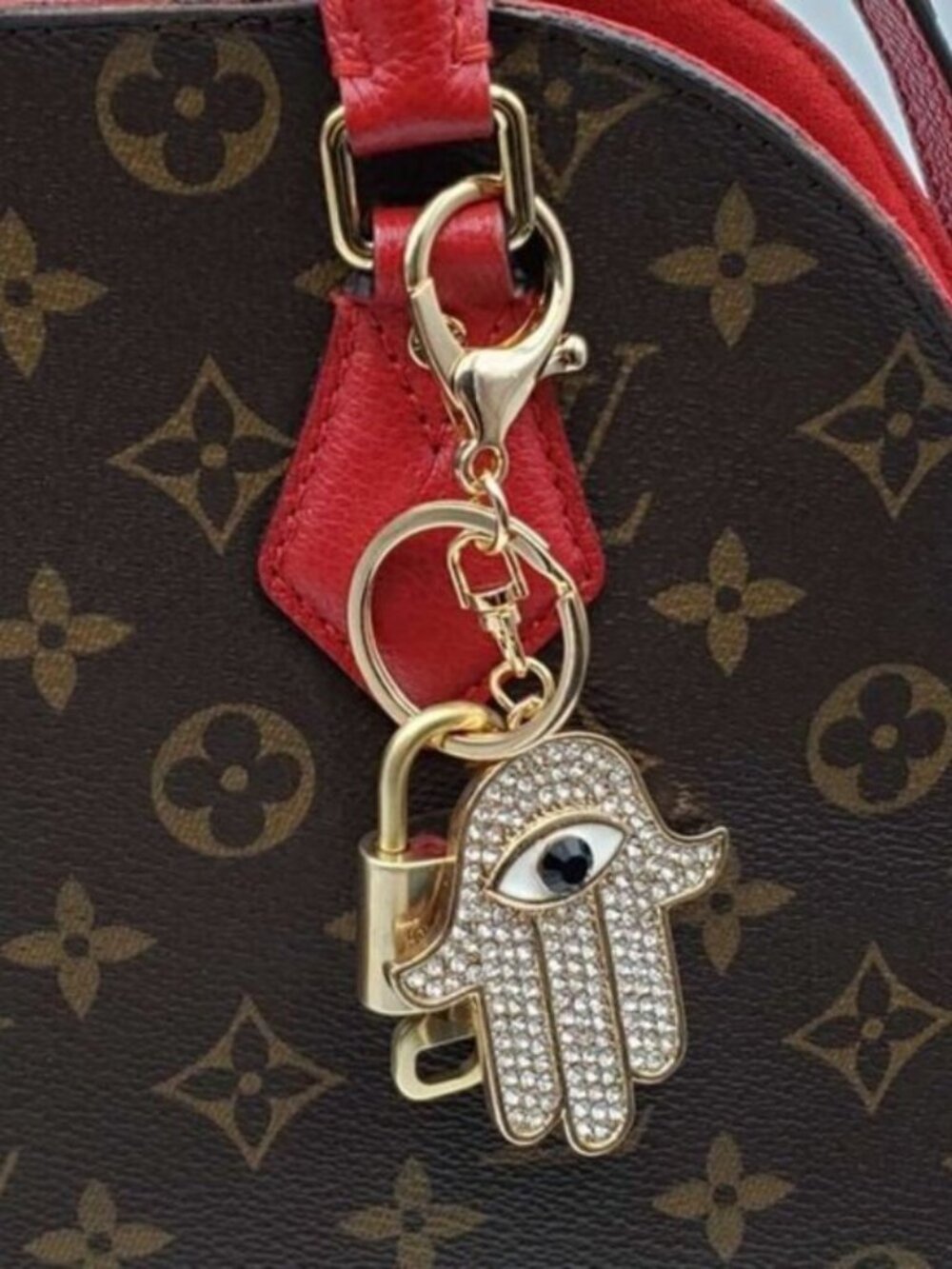 Louis Vuitton Gold Lock 🔒 Authentic LV Key + Unbranded Evil Eye Bag Charm - Picture 6 of 6